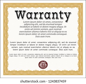Orange Warranty. Vector illustration. With quality background. Lovely design. 