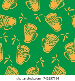 Orange Water Drink Seamless Pattern Hand Drawing Illustration