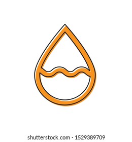 Orange Water drop icon isolated on white background.  Vector Illustration
