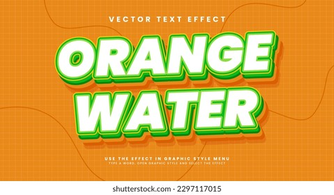 Orange water editable text style effect. Vector text effect.