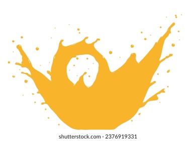 Orange water splash and droplets. water bubbles on white background. liquid waves with copy space above.
