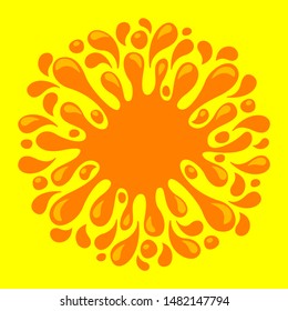 orange water splash isolated on yellow for graphic and background