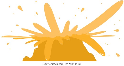 orange water splashes cartoon style on white background and isolated.