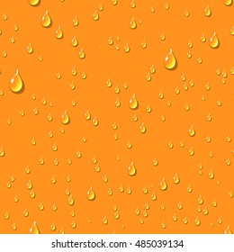 Orange water transparent drops seamless pattern.