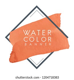 Orange watercolor banner design vector