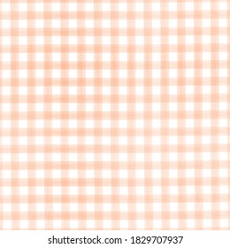Orange watercolor checkered pattern. Watercolor brush stripes pattern.