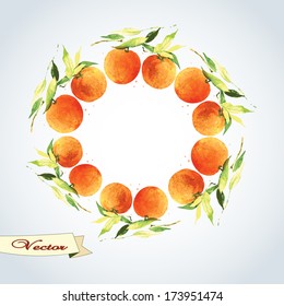 Orange watercolor circle. Illustration for greeting cards, covers, invitations and other print and web projects.