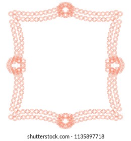 orange watercolor circle lines frame border pattern, vector illustration