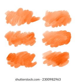 Orange Watercolor decorative brush stroke set background vector