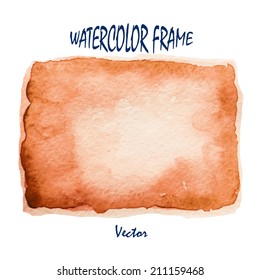 Orange watercolor frame for design. 