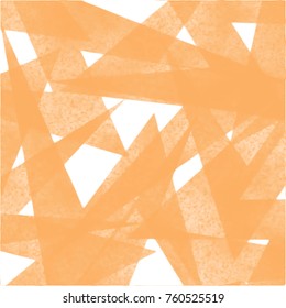 orange watercolor graphic pattern with triangles and overlapping zigzag areas on white background, vector illustration