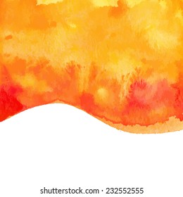 Orange watercolor paint vector background