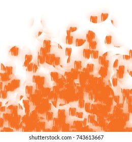 orange watercolor pattern with short strokes and booked circles on white background, vector illustration