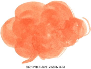 Orange watercolor speech bubble painted with a brush.