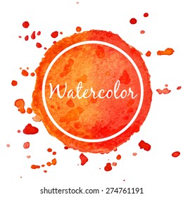 Orange watercolor splash circle background