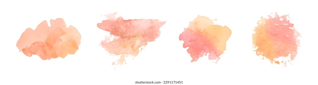 Orange watercolor spray texture collection on a white background