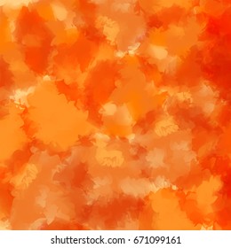 Orange watercolor texture background. Unique abstract pattern, expressive messy vector illustration.