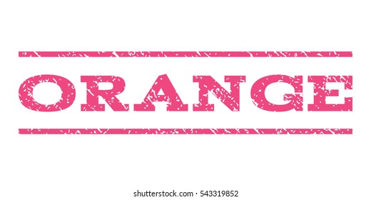 Orange watermark stamp. Text tag between horizontal parallel lines with grunge design style. Rubber seal stamp with unclean texture. Vector pink color ink imprint on a white background.