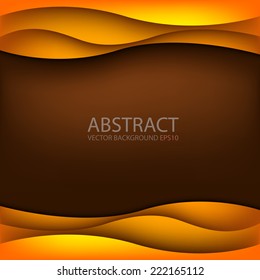 Orange wave background on brown space for text and message modern artwork design