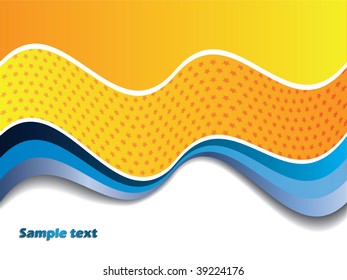 Orange wave with blue ribbon