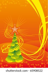 Orange wave Christmas background
