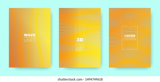 Orange Wave Concept. Gold Abstract Cover. Dynamic Distorted Texture. Gold Geometric Illustration. Wave Lines Pattern. Orange Dynamic Cover. Abstract Poster. Geometric Wave Illustration.