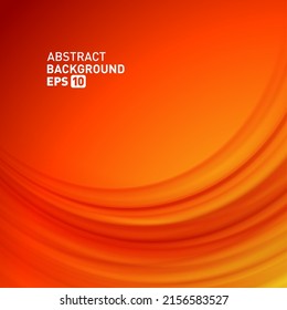 Orange wave glossy surface abstract flow curved geometric structure background template place for text vector illustration. Elegant fluid gradient layer wavy smooth poster backdrop flyer design