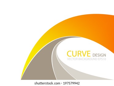 Orange wave line background curve with brown color for text and message modern website design