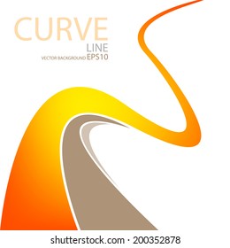 Orange wave line background curve with brown color for text and message modern website design