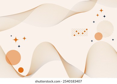 Orange wave lines abstract motion with geometric on a light  background