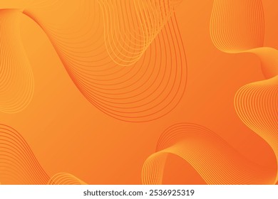 Orange Wave Lines Background. Vibrant Wallpaper. Abstract Business Banner. Vector Illustration
