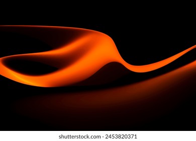 Orange wave on black background with elegant lines and waves.