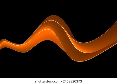 Onda naranja sobre fondo negro con líneas y ondas elegantes.