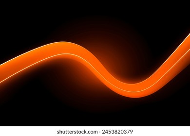 Onda naranja sobre fondo negro con líneas y ondas elegantes.