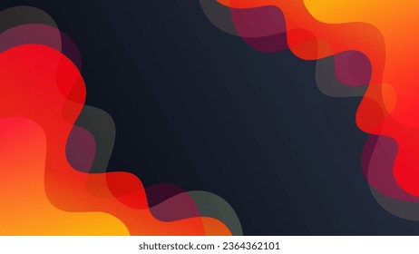 Orange waves. Abstract flowing liquid shapes. Background with dynamic vibrant color gradients. Bright color splashes. Vector illustration.