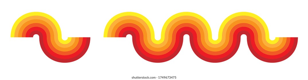 Orange waves frieze on white background