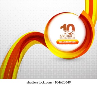 Orange wavy abstract background with abstract swirly circle for text