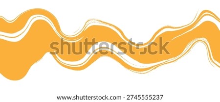 Orange wavy brush strokes on white background abstract wave