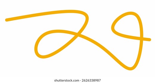 orange wavy curly line vector. orange wavy line stroke. Swoosh, swash underline stroke. Abstract orange wavy thin line. Scribble element.