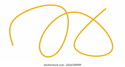 orange wavy curly line vector. orange wavy line stroke. Swoosh, swash underline stroke. Abstract orange wavy thin line. Scribble element.