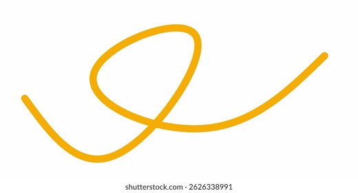 orange wavy curly line vector. orange wavy line stroke. Swoosh, swash underline stroke. Abstract orange wavy thin line. Scribble element.