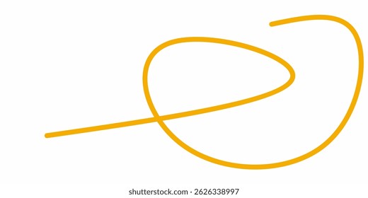 orange wavy curly line vector. orange wavy line stroke. Swoosh, swash underline stroke. Abstract orange wavy thin line. Scribble element.