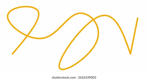 orange wavy curly line vector. orange wavy line stroke. Swoosh, swash underline stroke. Abstract orange wavy thin line. Scribble element.