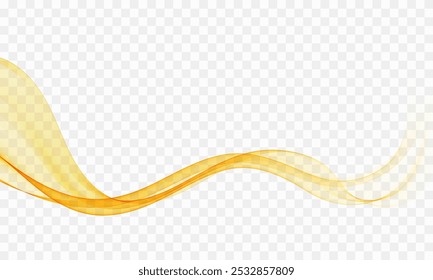 Orange wavy lines, the flow of an abstract transparent wave, a design element.