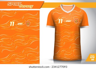 Orange wavy lines pattern background for sport shirts, volleyball shirts, badminton jerseys, running jerseys, soccer jerseys