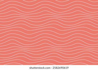 Orange wavy lines pattern. Poster with coloring waves. Curvy shapes, impression painting concept. Abstract smooth geometric texture. Optical illusion background, aesthetic print vector illustration