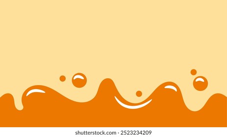 orangefarbener, wellenförmiger, flüssiger Hintergrund. spritzendes Honigdesign. Texthintergrund für den Flüssigkeitsraum.