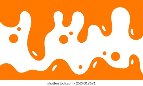 orange wavy liquid background. splashing honey design element. orange colored abstract dripping pattern for packaging design. flowing melted caramel on white background.