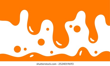 Fondo líquido ondulado naranja. elemento de diseño de miel salpicante. patrón de goteo abstracto de color naranja para el diseño de embalaje. caramelo fundido que fluye sobre fondo blanco.