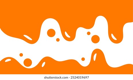orange wavy liquid background. splashing honey design element. orange colored abstract dripping pattern for packaging design. flowing melted caramel on white background.